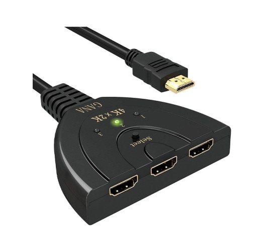 HDMI Switch, GANA 4K HDMI Splitter 3 in 1 Out, 3-Port Switcher Selector with Pigtail HDMI Cable,Supports Full HD 4K 30Hz 1080P 3D Player, Compatible with PS4/3, Xbox, Fire Stick, Roku, PC,TV
